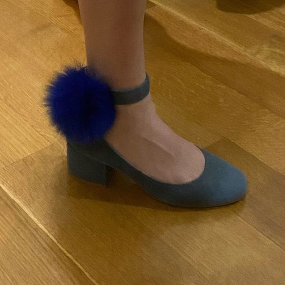 Cecelia New York Liv INK Genuine Fox Fur Block Heel Dress Pump - Picture 6 of 6